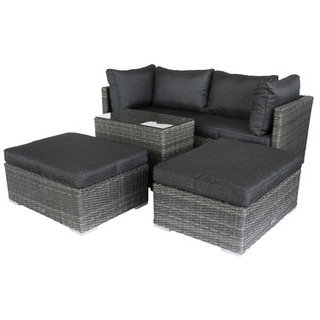 BELLAVISTA Loungeset, 4 Sitzplätze, Aluminium/Sicherheitsglas - grau