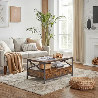 VASAGLE Couchtisch Braun Holz 100 x 55 x 45 cm