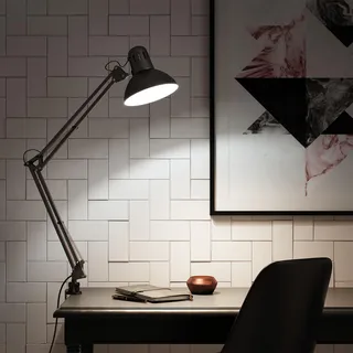 INSPIRE - Schreibtischlampe ARQUITECTO - H.60 cm - 1xE27 60W - Verstellbare Tischlampe mit Gelenkarm - Architektenlampe zum Aufklipsen - Metall und Kunststoff - Schwarz - Schreibtischleuchte