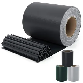 Sekey PVC Sichtschutzstreifen für Doppelstabmatten 50m x 19cm - 40 Befestigungsclips, Doppelstabmattenzaun Sichtschutz, Anti-UV Wetterfest Stabmattenzaun Windschutz für Garten, Anthrazit