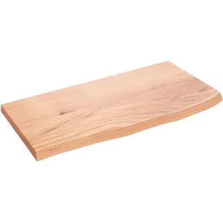 vidaXL Waschtischplatte, Multifunktional Arbeitsplatte mit Naturkante, Waschtischkonsole Tischplatte für Badezimmer, Holzplatte Platte, Hellbraun 60x30x2 cm Massivholz Behandelt