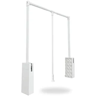 Ausziehbarer Verstellbarer Kleiderständer für Schrank und Garderobe, Mechanismus für Kleiderstange mit Unterstützter Auf- und Ab -Funktion (Weiß, Groß)