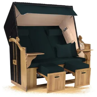 Strandkorb Hanse Ostsee XXL 2,5 Sitzer Volllieger schwarz 150cm breit, ideal für Garten, Terrasse und Balkon