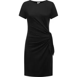 Ragwear Damen kurzes Sommerkleid Kurzarm Minikleid mit seitlichem Bindeband Knotta YOUMODO Black Gr. L - L