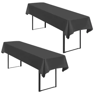 2 Stück Tischdecke Bierzeltgarnitur 100x250cm Biertisch Tischdecke wasserdichte Polyester Tischdecken Dunkelgrau Biertischdecke für 50 und 70cm Biertische, Rechteckige Tischdecken für Hochzeitsfeiern