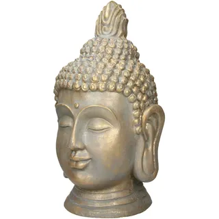 Buddha Kopf Statue Dekofigur Deko Figur Feng Shui Bronzeoptik Polyresin 74,5 cm
