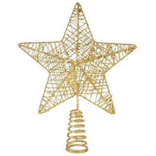 Weihnachtswunder® Christbaumspitze Baumspitze Stern Gold Christbaumspitze für Tannenbaum Weihnachten, glitzernde Oberfläche