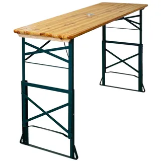 CHEFGASTRO Bierzelttisch höhenverstellbar & klappbar | mit Schirmhalterung | HxBxT 90-116x170x50cm | lackiertes Holz | Stehtisch Biertisch