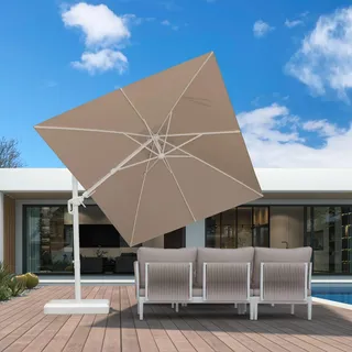 PURPLE LEAF Ampelschirm Twist 250 × 350 cm mit Kurbel 360° Rotation, Beige