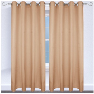 Bestgoodies Gardine mit Ösen 140x245 cm ( Breite x Länge ) in Sandgrau, blickdichter Vorhang, Ösenvorhang in vielen Variationen - Beige