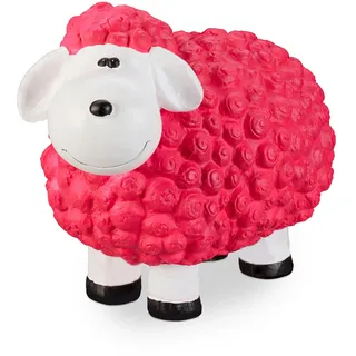 Relaxdays Gartenfigur Schaf 44 cm Pink