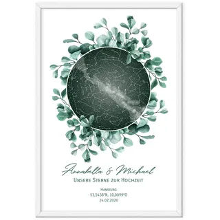 WUNDERLAND EDITION Personalisierte Sternenkarte als Poster - Der astronomisch korrekte Sternenhimmel von Ihrem Wunschdatum mit Wunschtext, 50 x 70 cm - Das personalisierte Geschenk