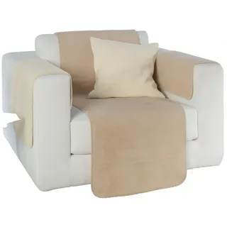 Erwin Müller Sesselschoner Sessel- und Sofaschoner-Set "Matera" 3-teilig, Baumwollmischung Uni braun 50 cm x 200 cm