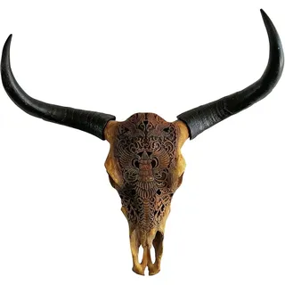 MichaelNoll Wanddekoobjekt Stierkopf Bullenschädel Polyresin Riesig - Wanddeko - Deko - XXL 72 cm