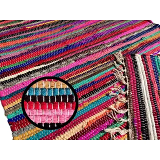 ORNAMENT Fleckerlteppich Handgewebt 300 x 200 cm Kelim Beidseitig nutzbar 2000g/m Flickenteppich Fleckerlteppich