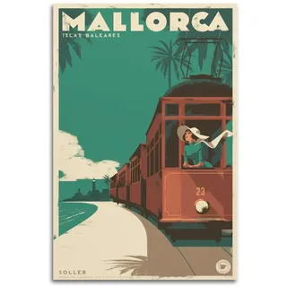 YBHF Vintage-Reiseposter Mallorca-Poster, Wandkunstdruck, Retro-Ästhetik, Raumdekoration, Bürodekoration, 60 x 90 cm, ungerahmt
