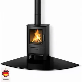 Glasplatte Viertelkreis – Glasbodenplatte Kamin Funkenschutzplatte Glas für Ecke, Bodenschutzplatte für Kaminofen aus ESG Sicherheitsglas, halb... - Schwarz