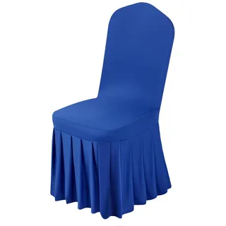 Vevor Stuhlhussen Stuhlbezug mit Flacher Vorderseite 30 STK. waschbarer Stuhlüberzug aus Polyester-Spandex für Hochzeitsfeiern Esszimmerbankette, passend für Stühle (Blau)