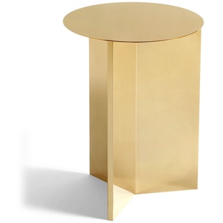Hay Slit Table Round High Beistelltisch, Stahl, Brass, 35cm