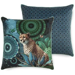 hip Dekokissen Polyvelvet Dekokissen 48 X 48 cm Nyah bunt mandalas & leopard, Dekokissen Couch kissen Sofa Kissen bunt