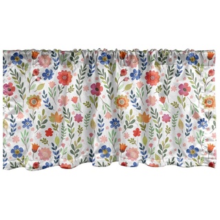 Abakuhaus Scheibengardine Vorhang Volant für Küche Schlafzimmer Dekor mit Stangentasche, Microfaser, Blumen Weiche farbige Floret bunt 137 cm x 45 cm