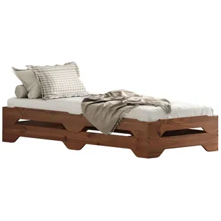 Idimex Stapelbett Ronny 90 x 200 cm Kiefer massiv kastanienfarben braun