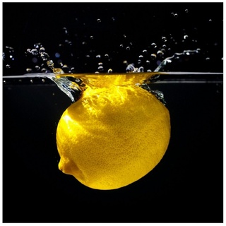 Wallario Memoboard Zitrone im Wasser - Frisches Obst für die Küche