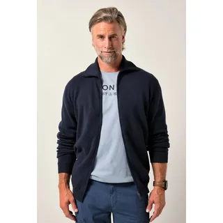 Boston Park Poloshirt Strickjacke Milanostrick Stehkragen blau|schwarz 60