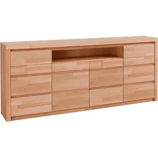 Kommode HOME AFFAIRE "Silkeborg" Sideboards Gr. B/H/T: 200 cm x 85 cm x 35 cm, Holzwerkstoff Kernbuchefarben (Korpus)/ Massivholz Kernbuche (Front), beige (kernbuche teilmassiv) Kommode Breite 200 cm