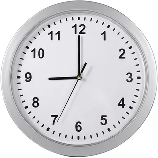 Syfunlv Funk-Wanduhr,ohne tickgeräusche Wanduhr,große Ziffern, Kunststoff, bruchfest, Glasabdeckung, großes Ziffernblatt, 25cm Durchmesser, für Küche, Wohnzimmer, Schlafzimmer und Büro,weiß