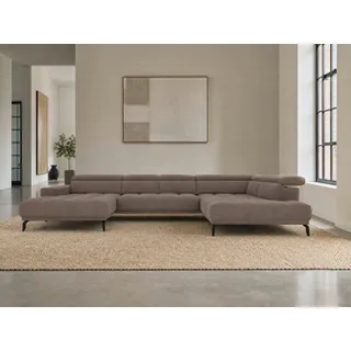 foamnova Wohnlandschaft Uppsala, mit Relaxfunktion, B 400 cm, Elektrischer Sitzvorzug & klappbare Kopfstützen
