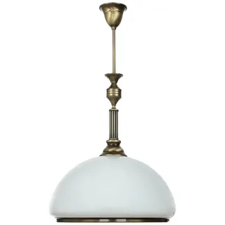 Licht-Erlebnisse Deckenleuchte MARLOW, ohne Leuchtmittel, Glas Schirm Ø 40 cm rund Jugendstil in Messing antik Weiß bunt