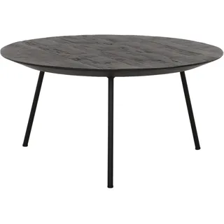 Couchtisch Jupiter aus Teakholz, modern und industrial, rund, schwarz, Ø 60 cm