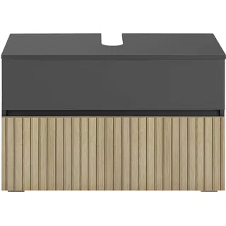 Home Affaire Waschbeckenunterschrank HOME AFFAIRE "Wisla", schwarz (anthrazit, eiche struktur), B:80cm H:55cm T:35cm, Holzwerkstoff, Schränke, Waschbeckenunterschrank, Siphonausschnitt, Push-to-open-Funktion, Breite 80 cm, Höhe 55 cm