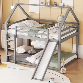 Etagenbett 140x200 Cm Mit Originellem Haus-gestell Und Rutsche