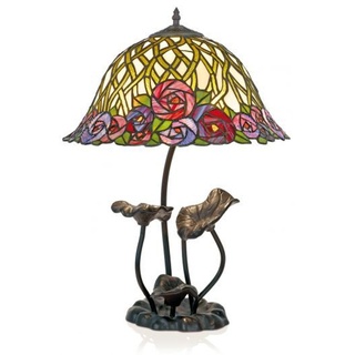 Casa Padrino Tiffany Tischleuchte Hockerleuchte Blumen - Leuchte Lampe