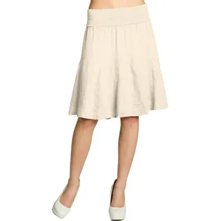 Caspar Faltenrock RO014 Damen Midi Leinenrock knielang mit figurfreundlichem Stretch Bund - Made in Italy beige S-M