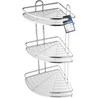 KADAX Eckablage, Wandeckregal aus chromstahl, Badezimmer Eckregal, Duschkorb, Duschablage, Duschregal Wandhalterung chrom, Dusche Organizer (3 Etagen)