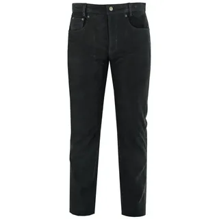 BOHMBERG Lederhose Herren Nubuk Lederjeans - Regular Fit, Echtleder, 5 Pocket, Schwarz 34