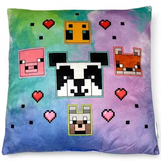 Minecraft Dekokissen Pixel-Tiere, Mädchen Gaming Kuschelkissen 35 x 35 cm bunt