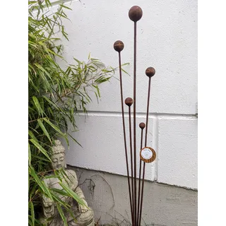 Zen Man Edelrost Gartenstecker Gartenkugel aus Metall Rost H116cm 032139