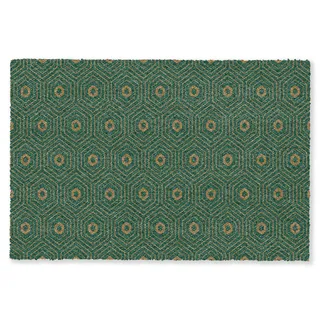 MuchoWow Fußmatte Dunkelgrün - Modern - Gemustert - Gold, Rechteckig, innen Schmutzmatte, Tür, Teppichmatte, Sauberlaufmatte 90x60 cm grün 90 cm x 60 cm