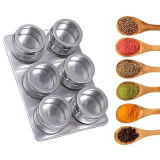 Stgbcst Magnetisches Gewürzdosen-Set aus Edelstahl, Gewürzdosen-Magnet-Set (mit Magneten), Küchenmagnetdose, 4,5 x 6,3 cm, 1200 g, geeignet für Küchenkühlschränke (Style 1)