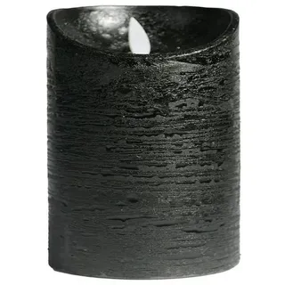 B&S LED-Kerze LED Echtwachskerze schwarz bewegliche Flamme und Timer H:15 x Ø 7.5 cm schwarz 10 cm