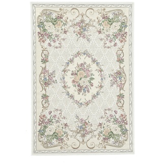 Teppich THEKO "Flomi Floral" Teppiche Gr. B/L: 160 cm x 230 cm, 3 mm, 1 St., beige Baumwollteppiche gewebt, Blumen Design, ideal im Wohnzimmer & Schlafzimmer