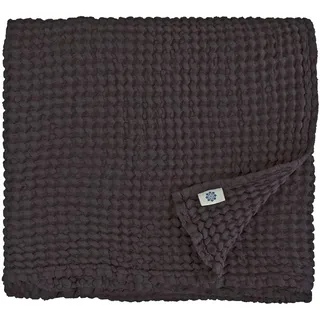 Linen & Cotton Premium Qualität Waffel Tuch Saunatuch Strandtuch Handtücher Badetücher Duschtücher Gästehandtücher Ezra, 48% Leinen, 52% Baumwolle - 50 x 70cm (Schwarzgrau/Schwarz)