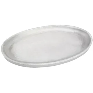 Nklaus Kerzenteller Oval 17x10cm Aluminium Silber