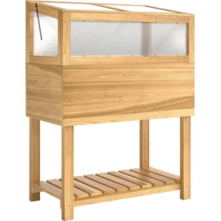 Outsunny Hochbeet mit Frühbeetaufsatz 80 x 45 x 108,5 cm Naturholz