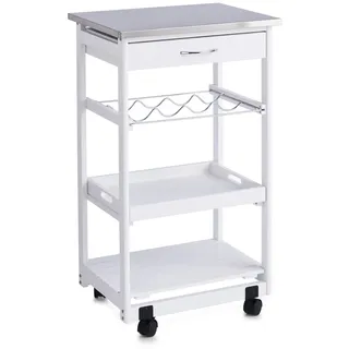 Zeller Küchenrollwagen mit Edelstahltop 82 cm x 37 cm x 47 cm Weiß
