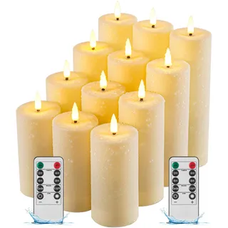 12er-pack Flammenlose Wasserdichte Led-kerze Für Den Außenbereich Mit Fernbedienung, Realistisch Flackernde Led-stumpenkerze Für Hochzeiten, Festivals, Im Freien Und Als Heimdekoration